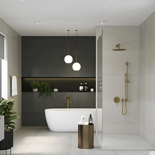 38659N076 BOZZ Змішувач для ванни/душу, вбудований монтаж, брашоване золото (1 сорт) - Фото - 3