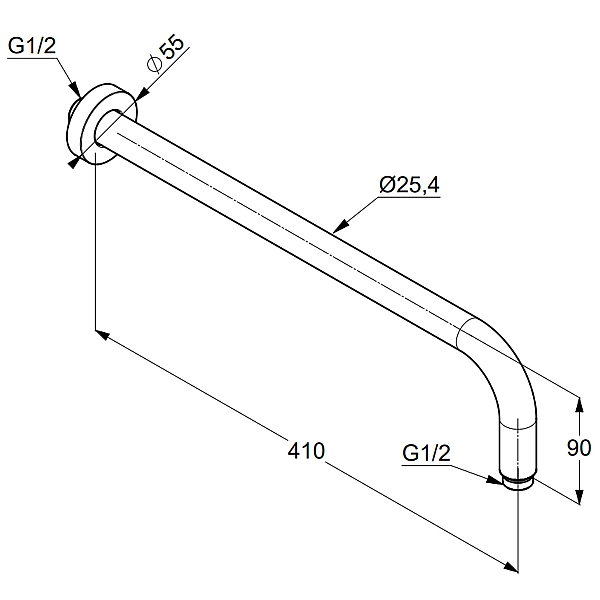 66514N0-00 A-QA Кронштейн для душу 400 mm, брашоване золото (1 сорт) - Фото - 2
