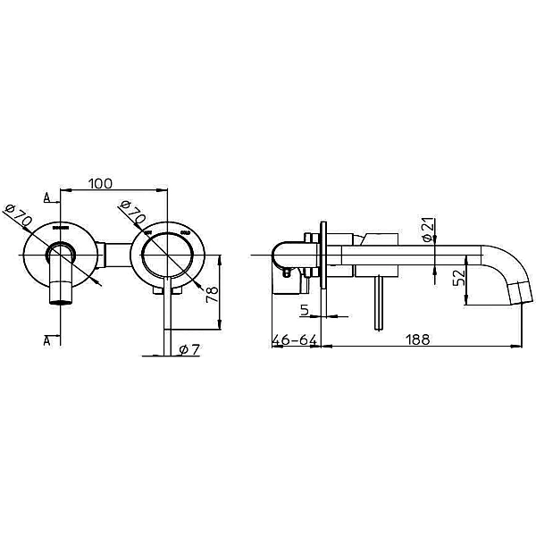 Z00730000073005 TEO Зовнішня частина змішувача для раковини 185 мм., чорний матовий (1 сорт) - Фото - 4