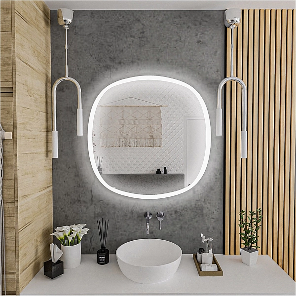 4407070 Ovale Дзеркало 700х700 з тачсенсором, LED підсвідкою та підігрівом (1 сорт) - Фото - 4