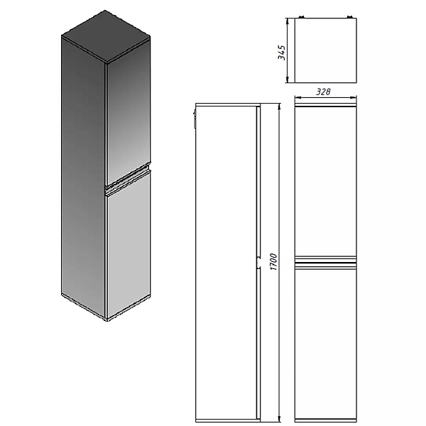 753170W FRAME Пенал 170см білий глянець (1 сорт) - Фото - 2