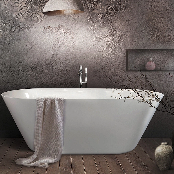 17070130WL Style Lite Ванна окремостояча 167x72,5 см з литого (штучного) каменю Caststone, без переливу, з сифоном, колір білий глянець (1 сорт) - Фото - 3