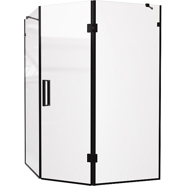 SE0140B ART 3.0 Душова кабіна, п'ятикутна, розпашна, 900*900, без піддона, скло прозоре, чорна матова (1 сорт) - Фото - 3