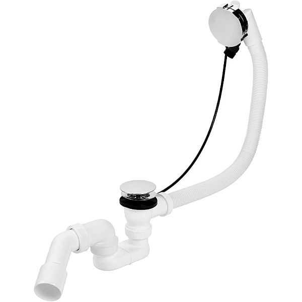 DVNS141 Сифон для ванни 40, автомат, з наповненням через перелив, коліно 40/50, хром (1 сорт) - Фото - 2