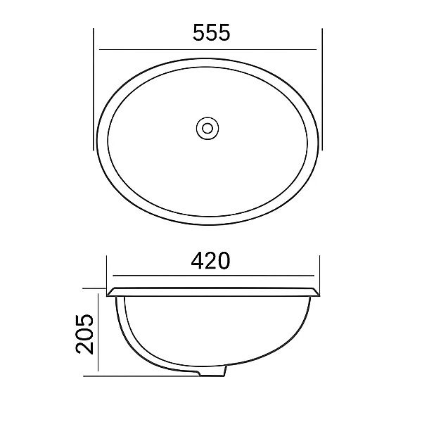 1611137 OVALE Раковина під стільницю 555х420х205, білий (1 сорт) - Фото - 4
