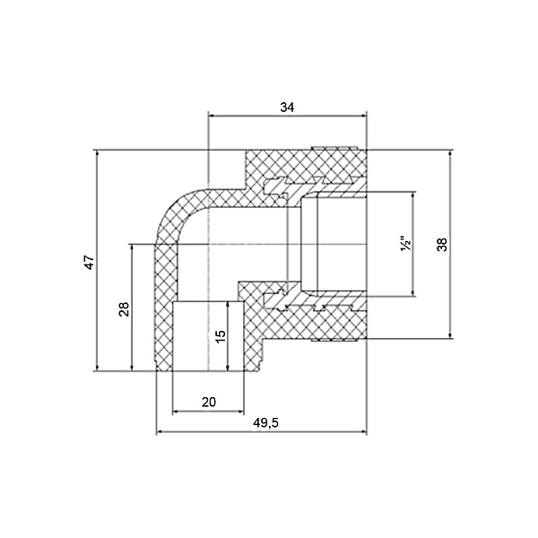 Кутик PPR Blue Ocean "Білий" 20х1/2", 90° ВР - Фото - 2