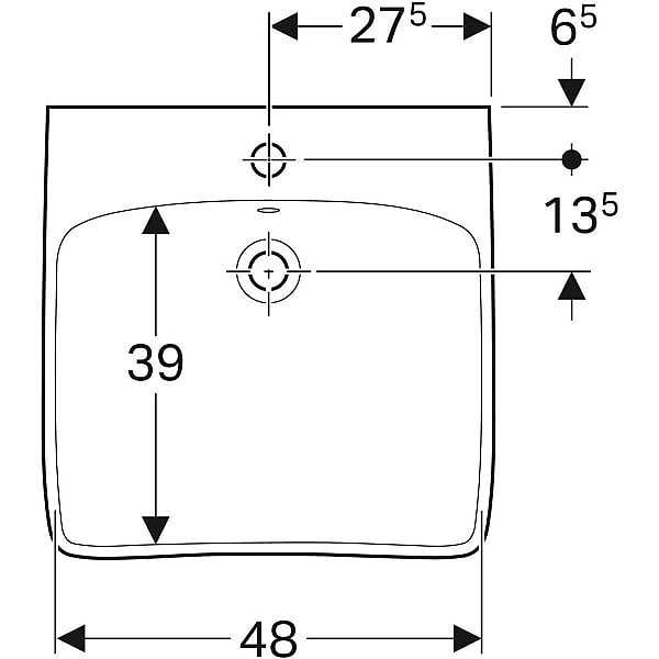 501.461.00.7 Selnova Comfort Умивальник 55см для людей з обмеженими фізичними можливостями, з 1 отв.під змішувач та  переливом, білий глянець (1 сорт) - Фото - 3