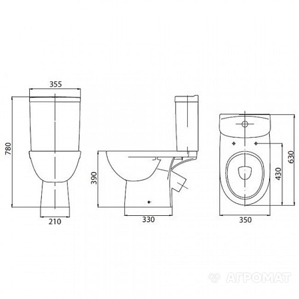 L79046000 Freja Premium Унітаз-компакт косий вип.,  нижній підвід, дюропластове сидіння з мікроліфтом 3/6л (1 сорт) - Фото - 2