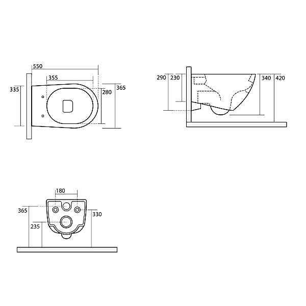 3714 01 AQUATECH Унітаз підвісний з кришкою 3791 01, безобідковий, білий (1 сорт) - Фото - 5