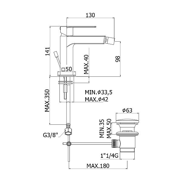 TA135NO TANGO  Змішувач д/біде, чорний мат (1 сорт) - Фото - 2