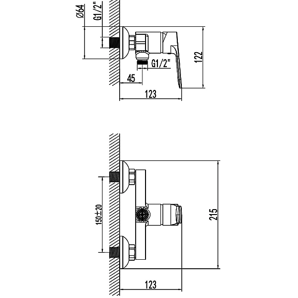 12240010 SANSA Змішувач для душу, хром (1 сорт) - Фото - 2
