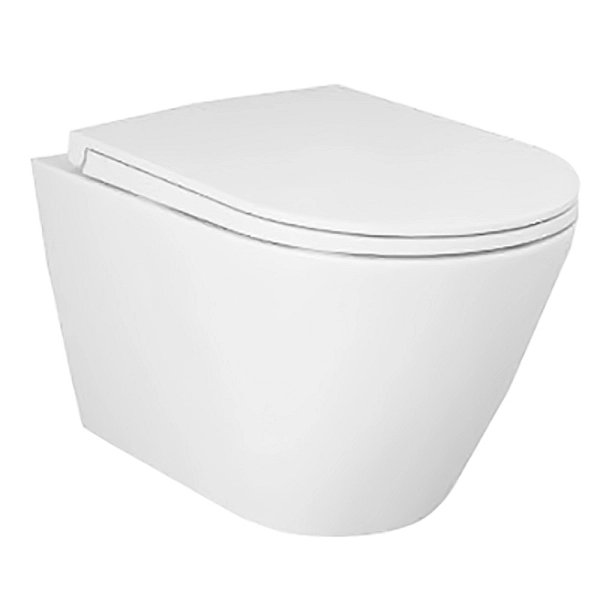 RST23500A+RSTSC3901500 FEELING Унітаз підвісний з кришкою SLIM Duroplast, Soft Close, Quick release, безобідковий, білий матовий (1 сорт)
