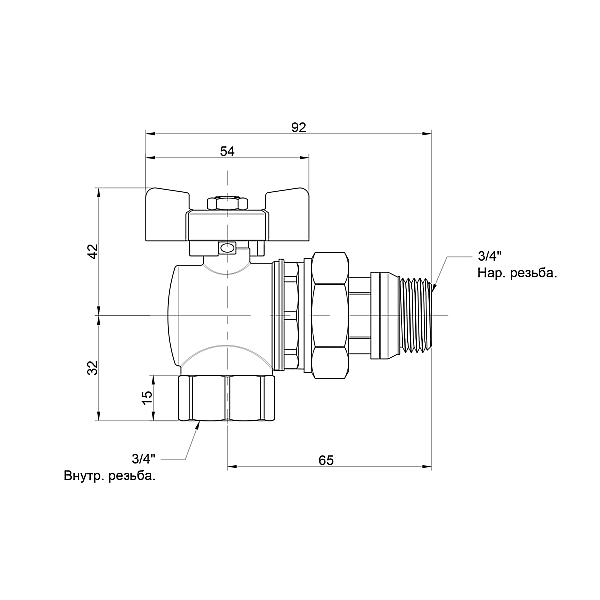 Кран шаровой Icma FAR. ROSSA 3/4" угловой №362 - Фото - 2