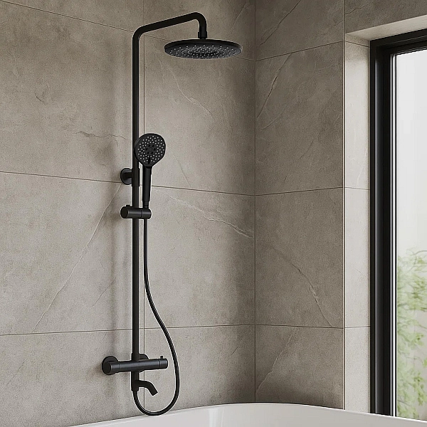 50502203B FRIDA Душова система з виливом і термостатом д/душа, чорний матовий (1 сорт) - Фото - 3