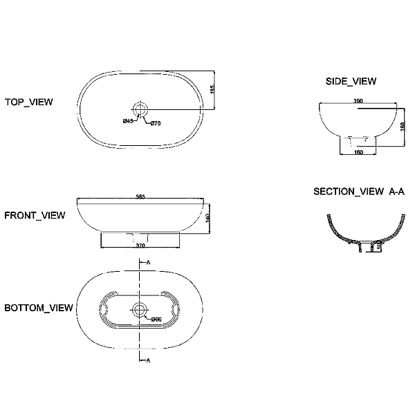 1510136 OVALE Раковина на стільницю без донного клапану 585x380x180 (1 сорт) - Фото - 4