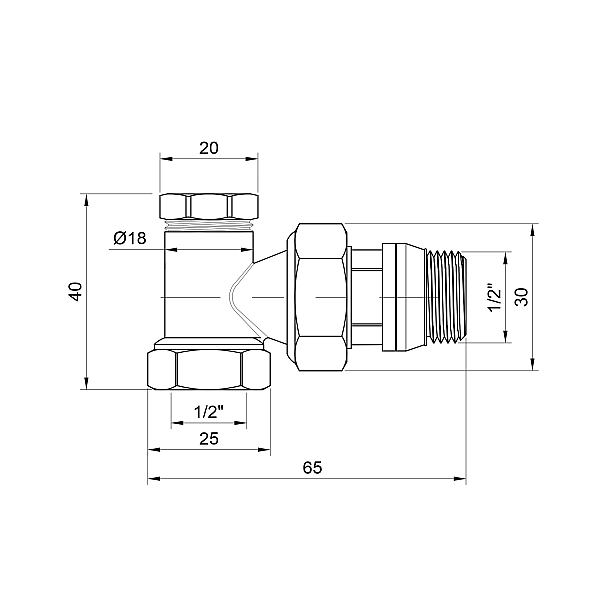 Кран радіаторний Thermo Alliance Base 1/2" ВЗ з антипротіканням кутовий SD229W15 - Фото - 2