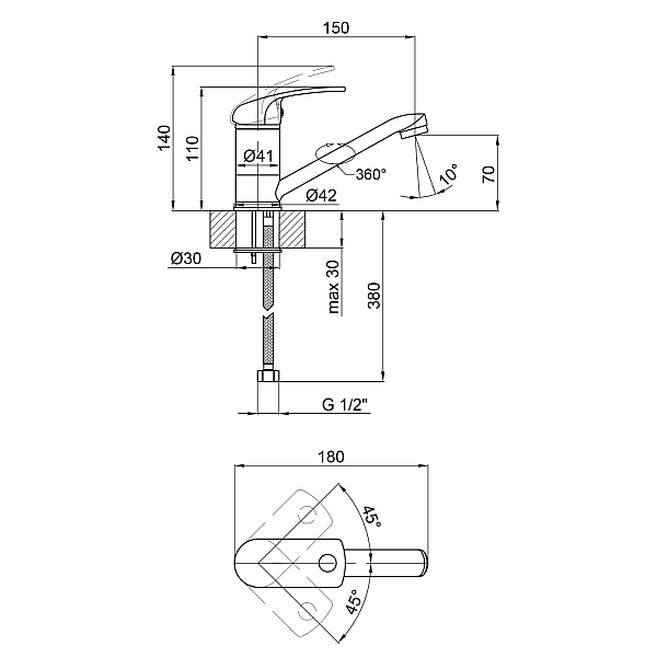 Смеситель для кухни Lidz Mars 002M (k40) LDMAR002MCRM34847 Chrome - Фото - 2