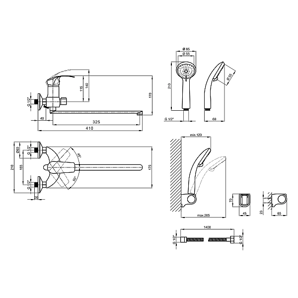 Змішувач для ванни Lidz Mars 005 з поворотним виливом (з душовим гарнітуром) (k40) LDMAR005CRM34853 Chrome - Фото - 2