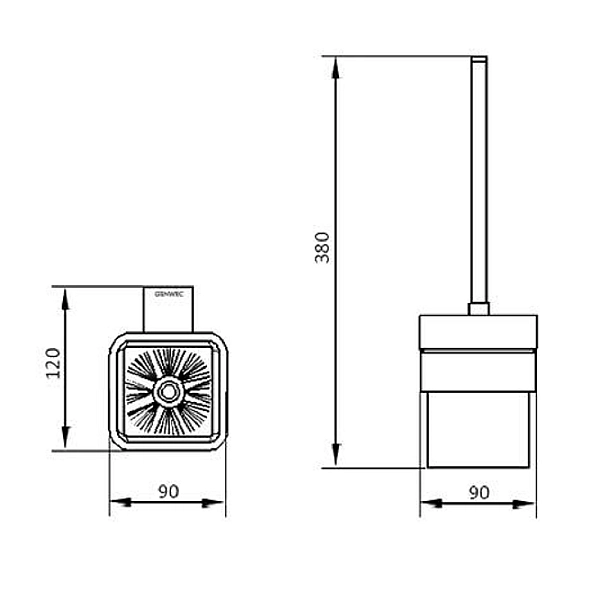 GW05 63 04 03 Pompei Щітка д/унітазу, нержавіюча сталь, скло сатин/чорний мат. (1 сорт)