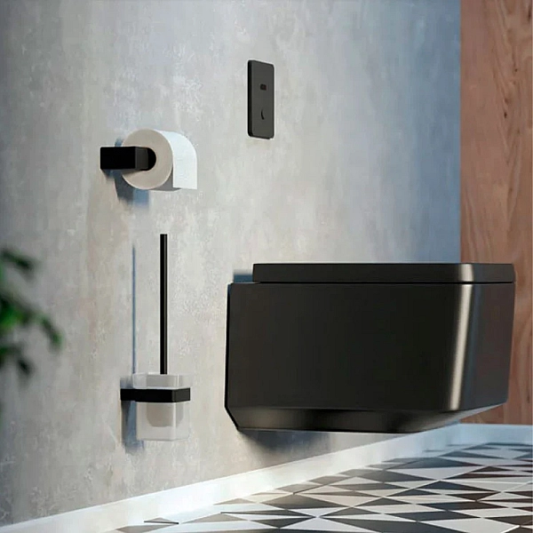 GW05 63 04 03 Pompei Щітка д/унітазу, нержавіюча сталь, скло сатин/чорний мат. (1 сорт) - Фото - 3