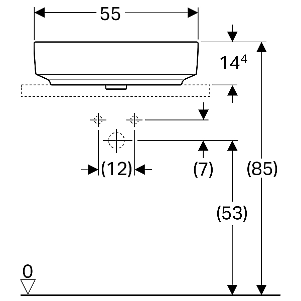 500.771.01.2 VariForm Умивальник овальний, вставний на стільницю, 55х40см, без отвору, без перелива, білий (1 сорт) - Фото - 4