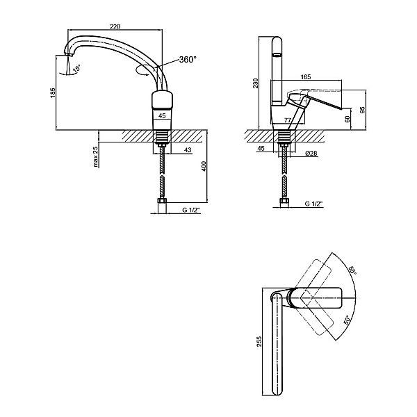 Змішувач для кухні Lidz Mars 008F (k40) LDMAR008FCRM34858 Chrome - Фото - 2