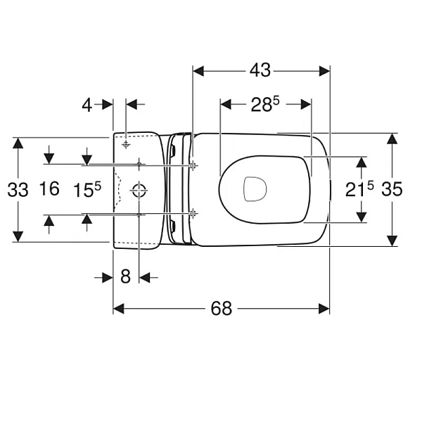 503.086.00.1 Компакт Selnova Square, прямокутний, Rimfree, з горизонтальним випуском, колір білий глянець (1 сорт) - Фото - 3