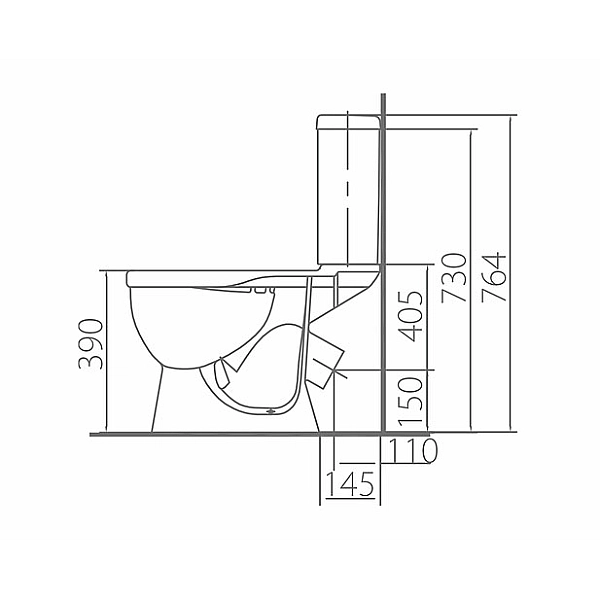 209905UA Antysplash Унітаз-компакт підлоговий, косой випуск, бачок 3/6л, нижній підвід води, сидіння з кришкою із поліпропілену (білий) (1 сорт)