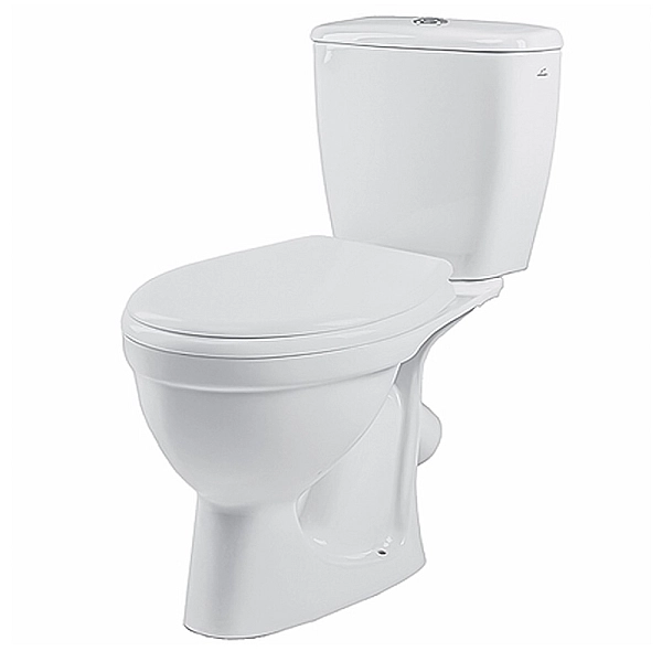 209905UA Antysplash Унітаз-компакт підлоговий, косой випуск, бачок 3/6л, нижній підвід води, сидіння з кришкою із поліпропілену (білий) (1 сорт)