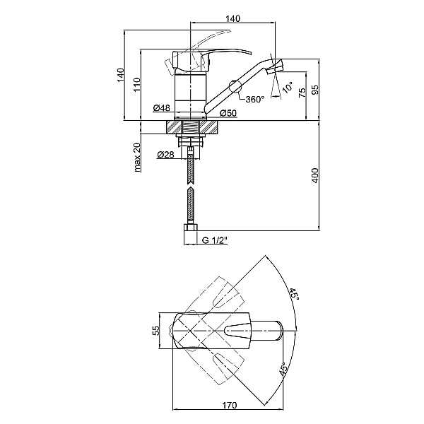 Смеситель для кухни Lidz Anny 003M (k40) LDANN003MCRM35093 Chrome - Фото - 2